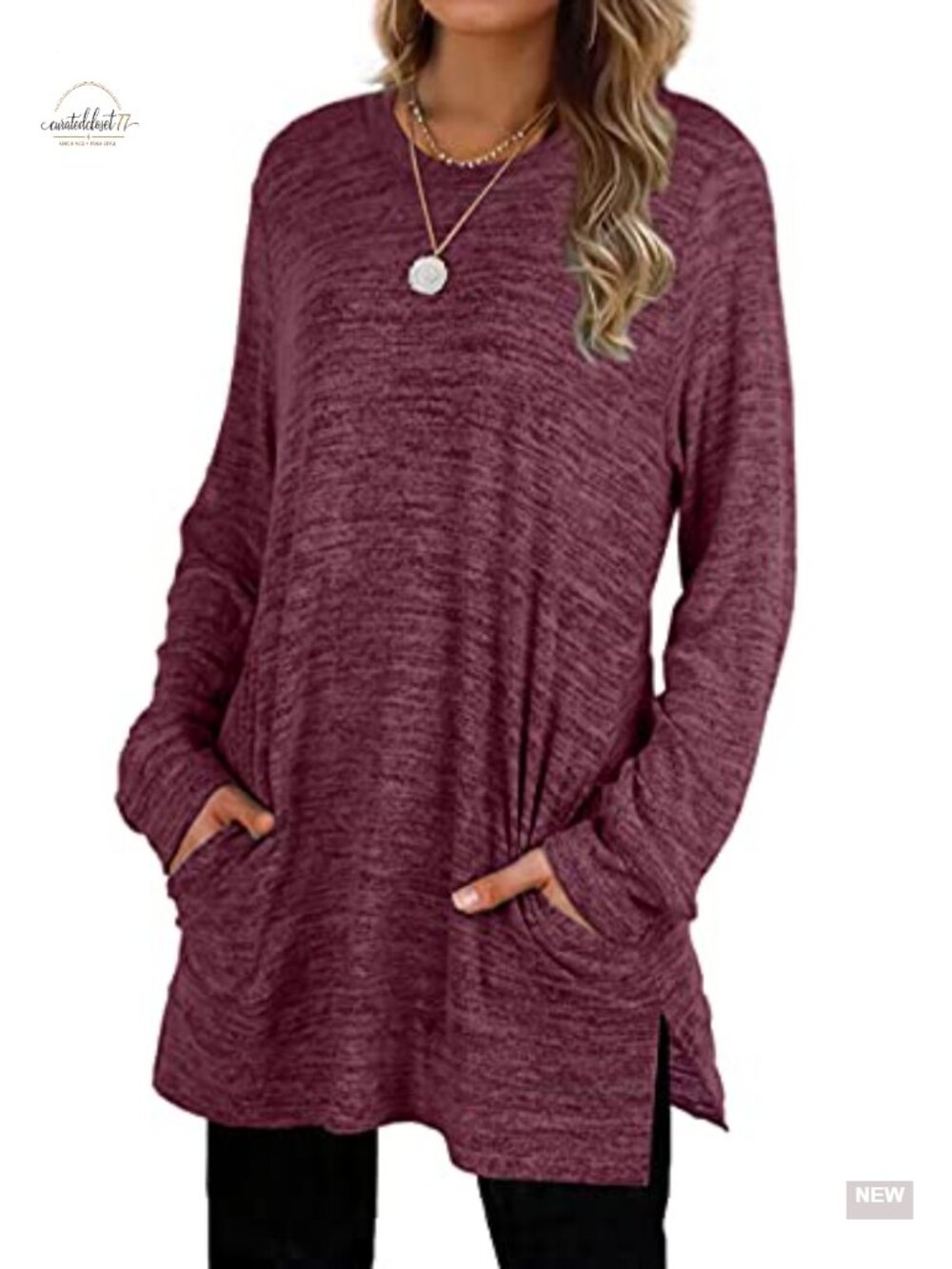 Women's Oversized Tunic Sweatshirt Long Sleeve Crewneck Pullover
